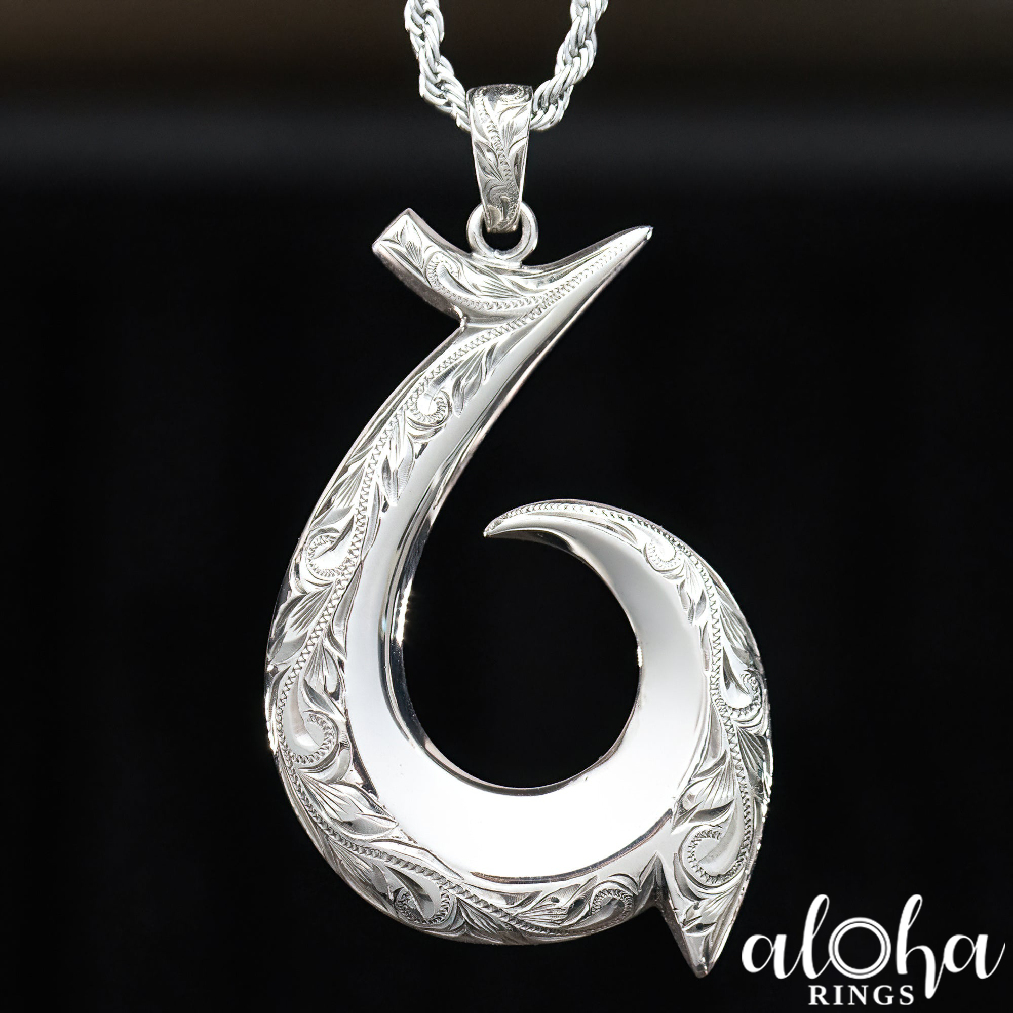Sterling Silver Big Kahuna Fish Hook Pendant – ALOHA RINGS - Hawaiian  Jewelry