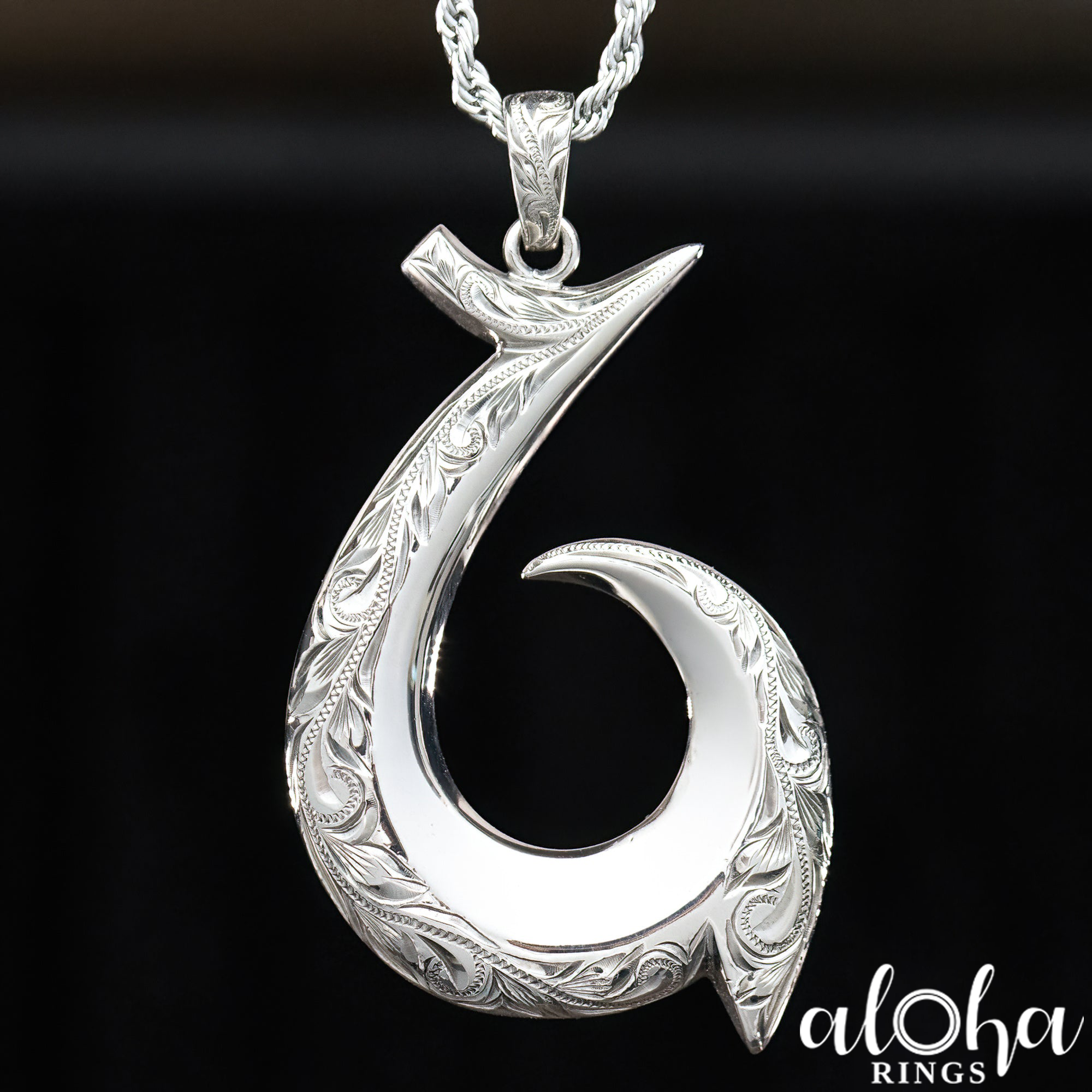 Silver fish hook pendant deals
