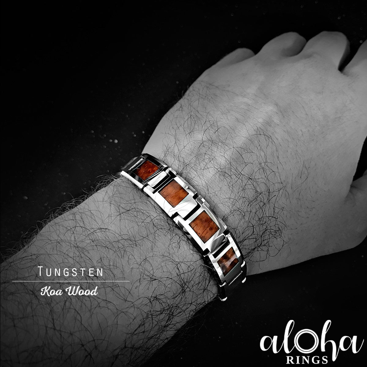 Tungsten Carbide 13mm Bracelet with Koa Wood Inlay