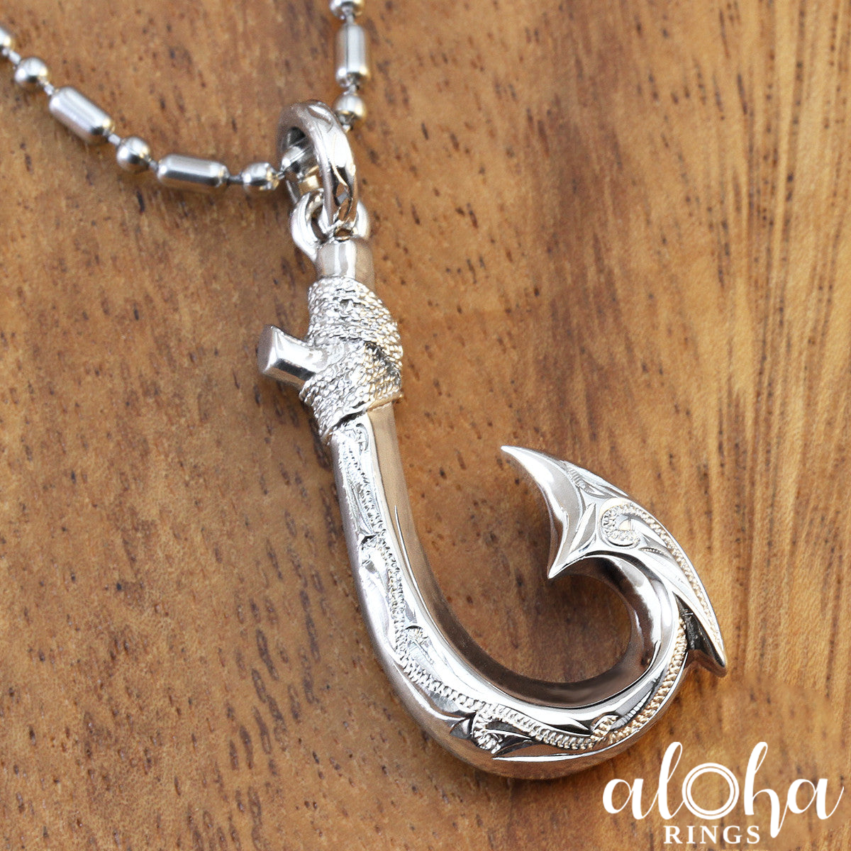 925 Sterling Silver Fish Hook Pendant Hand Engraved Hawaiian Heirloom  Jewelry